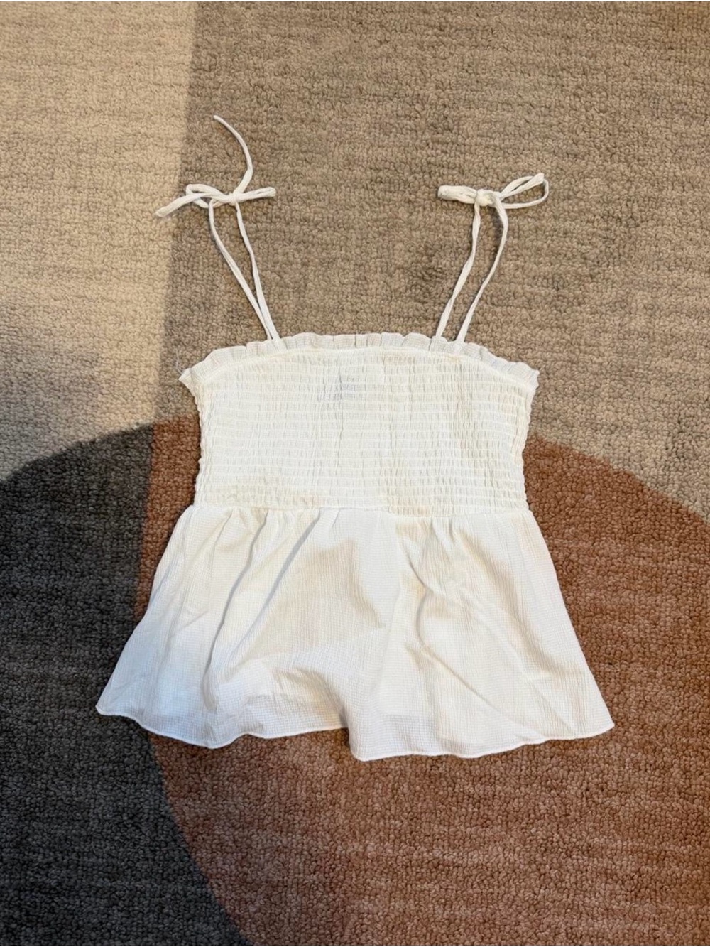 White Smocked Tie-Strap tank
